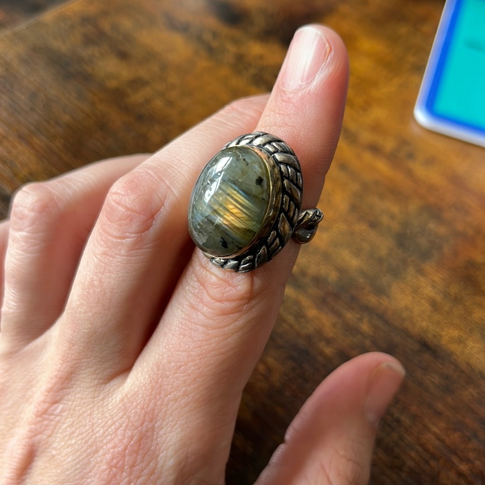 QVC Sincerely Southwest Carolyn Pollack Sterling 18K Gold Labradorite Ri…